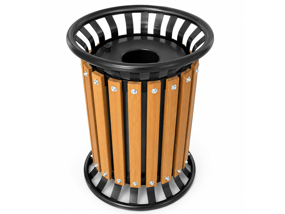 AKT-301 Açık Alan Metal Ahşap Çöp Kovaları